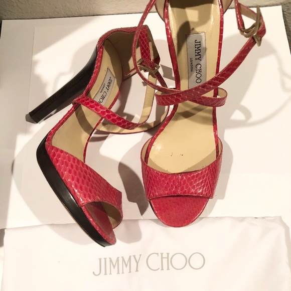 Jimmy Choo Shoes - Red Snakeskin Jimmy Choo Heels